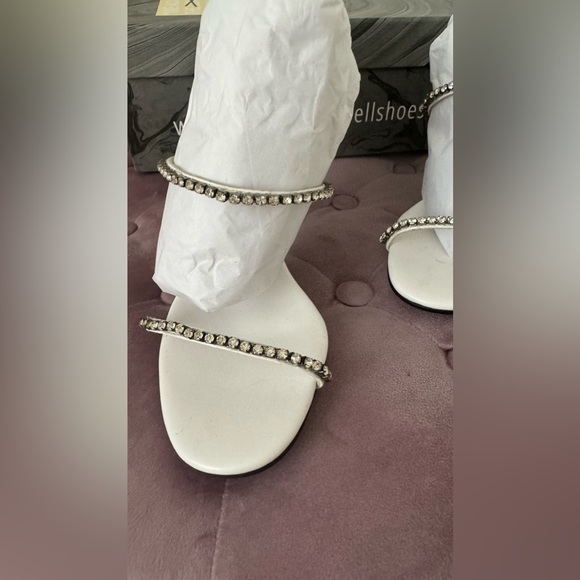 Never Worn Jeffrey Campbell Demonic White Silver Perfect Rhinestone Heel Sandals - Picture 6 of 7